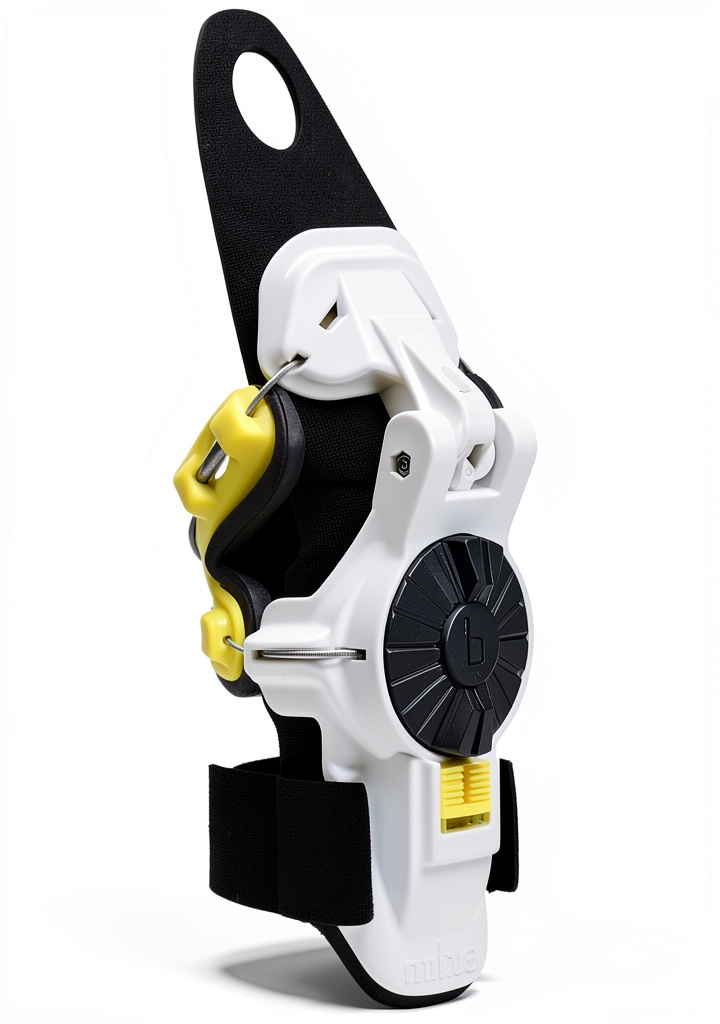 Installing Mobius Powersports Elbow Guard Adjustable White on a wooden desk