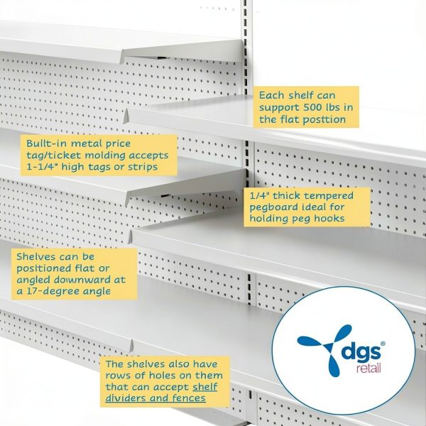 Gondola Retail Shelving Wall Display with 10 Shelves Beige [Platinum] Single Side 96”W x 72”H x19”D for Retail Convenience Grocery Office Supply or Liquor Stores, Industrial Grade Made in USA-2