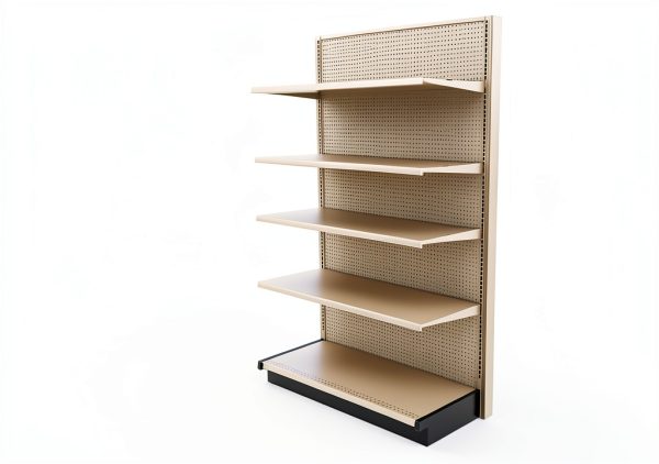 Gondola Retail Shelving Wall Display with 5 Shelves Beige [Platinum] Single Side 48”W x 84”H x19”D for Retail Convenience Grocery Office Supply or Liquor Stores, Industrial Grade Made in USA-1
