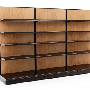 Gondola Retail Shelving by DGS Retail - 15 Shelf Black Wood Wall-0