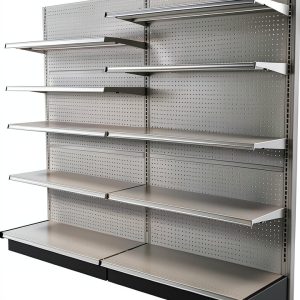 Gondola Retail Shelving Wall Display with 10 Shelves Beige [Platinum] Single Side 96”W x 72”H x19”D for Retail Convenience Grocery Office Supply or Liquor Stores, Industrial Grade Made in USA-0