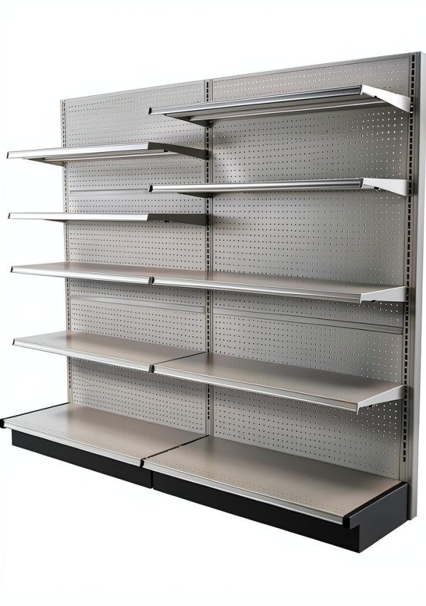 Gondola Retail Shelving Wall Display with 10 Shelves Beige [Platinum] Single Side 96”W x 72”H x19”D for Retail Convenience Grocery Office Supply or Liquor Stores, Industrial Grade Made in USA-0