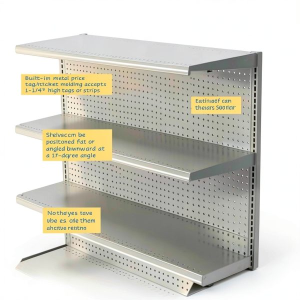 Gondola Retail Shelving Wall Display with 5 Shelves Beige [Platinum] Single Side 48”W x 84”H x19”D for Retail Convenience Grocery Office Supply or Liquor Stores, Industrial Grade Made in USA-2