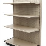 Gondola Retail Shelving Wall Display with 5 Shelves Beige [Platinum] Single Side 48”W x 84”H x19”D for Retail Convenience Grocery Office Supply or Liquor Stores, Industrial Grade Made in USA-0