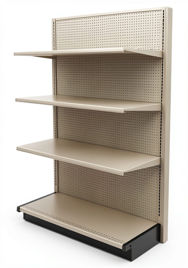 Gondola Retail Shelving Wall Display with 5 Shelves Beige [Platinum] Single Side 48”W x 84”H x19”D for Retail Convenience Grocery Office Supply or Liquor Stores, Industrial Grade Made in USA-0